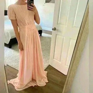 Light pink maxi bridesmaid dress